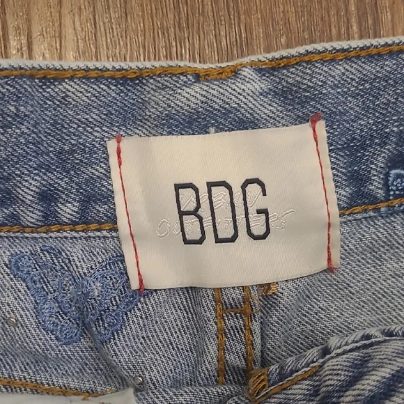 BDG Light Wash Wide-Leg Jeans with Multicolor Butterfly Embroidery - Picture 2 of 14